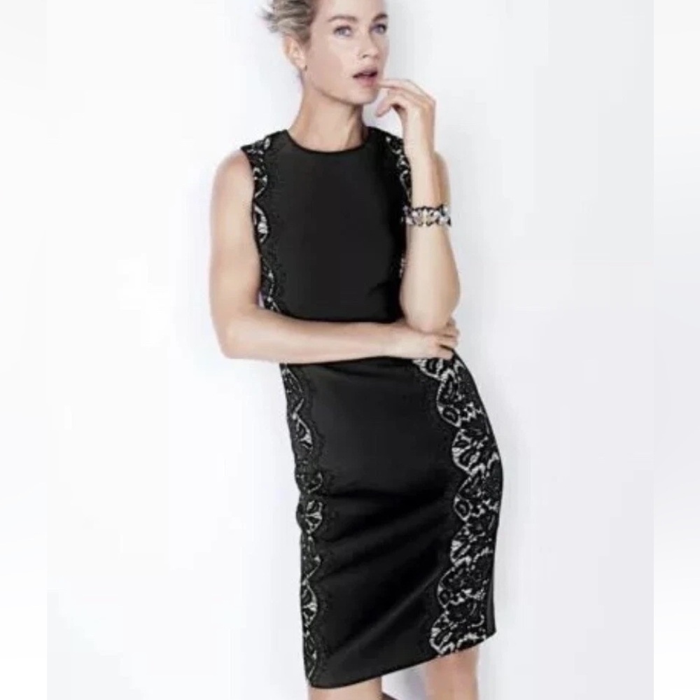 J. Crew black lace panel sheath dress size 12